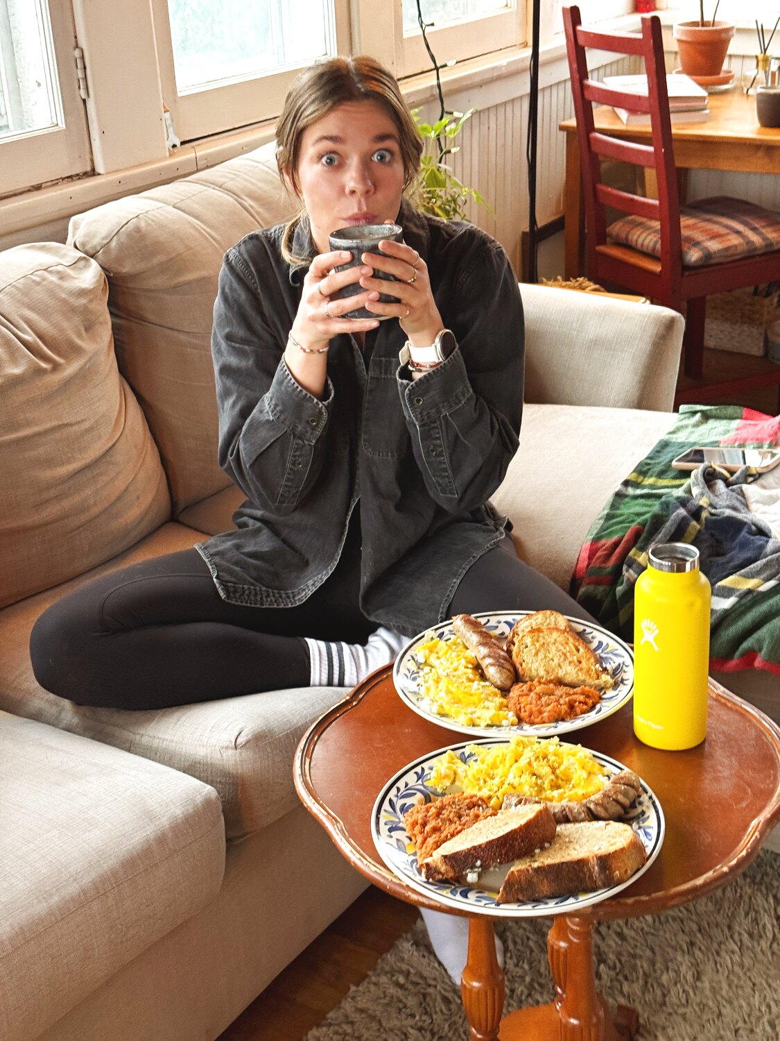 A slow, happy breakfast at home